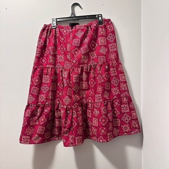 Tiered skirt handmade western cowboy red white adjustable - Picture 3 of 5